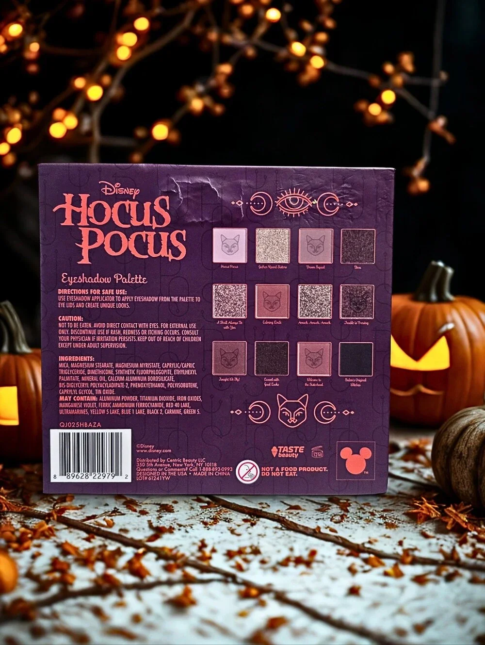 Disney Hocus Pocus Eyeshadow Palette + 2 Lip Balms Halloween Beauty Bundle